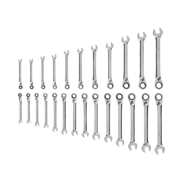 Reversible 12-Point Ratcheting Combination Wrench Set, 25-Piece (1/4-3/4 in., 6-19 mm)